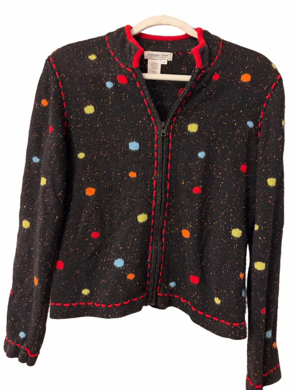 Cold water creek Y2K Vintage Cottage core wool blend full zip knit cardigan.S